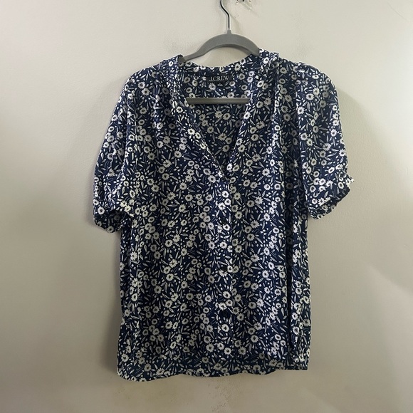 J.crew floral ruffled blouse small - Picture 1 of 5